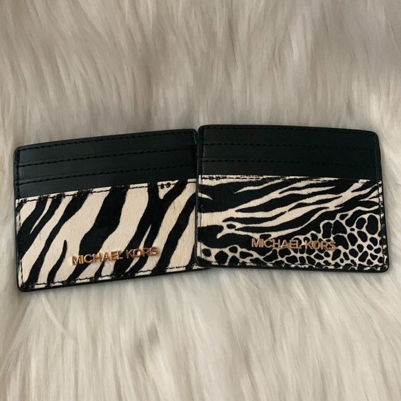 MICHAEL KORS Calf Hair Animal Printed Card Holders Set of 2 - Picture 1 of 5